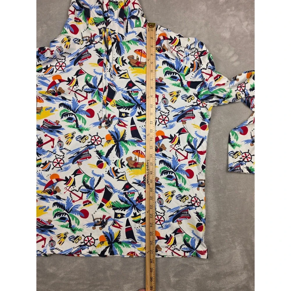 Polo Ralph Lauren Jersey T Shirt Hoodie Mens XL White Beach Bear All Over Print